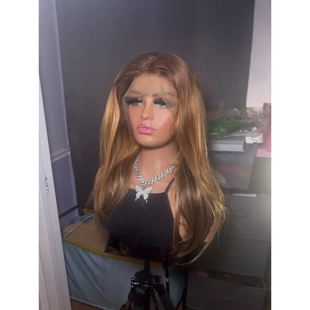 NEW 13x6 Human Hair Lace Front Wig – Brown with Highlights